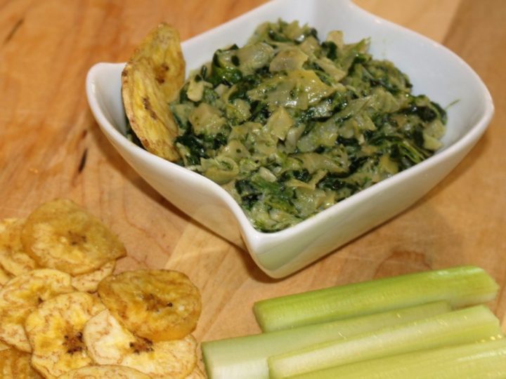 Easy AIP Paleo Artichoke Spinach Dip. Can serve warm or cold! Delicious either way! So easy! www.thehealthnutmama.com