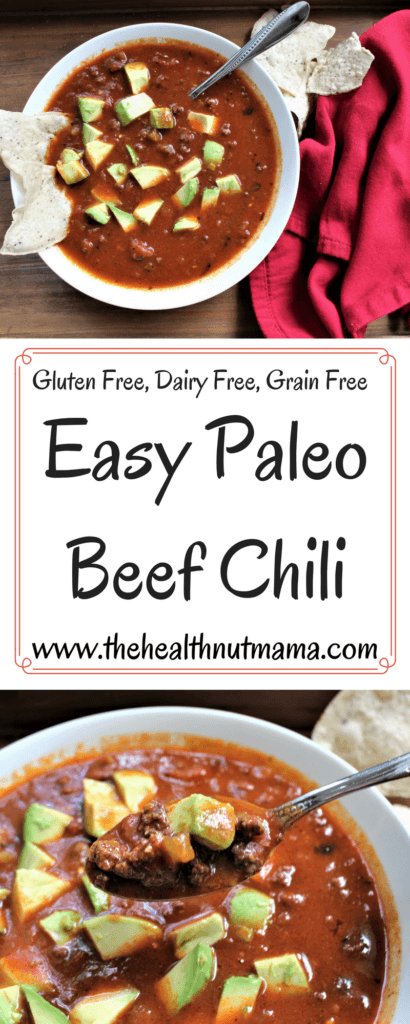 This is the perfect Paleo Beef Chili! Easy & Delicious! Perfect for fall, entertaining & cold winter nights! Instant Pot Directions Also! www.thehealthnutmama.com