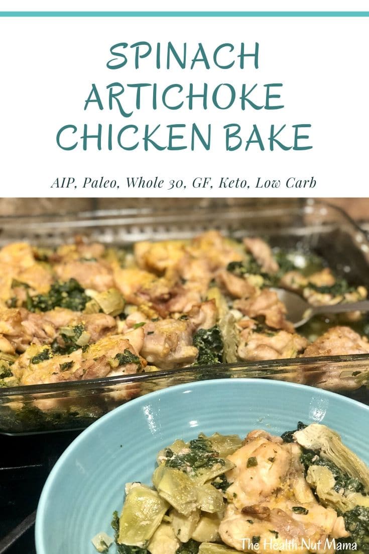 AIP Paleo Spinach Artichoke Chicken Bake 